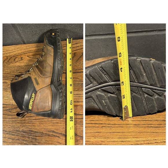 CAT Threshold Brown Leather Steel Toe Work Boots Men’s 10 P90935 - Picture 7 of 8